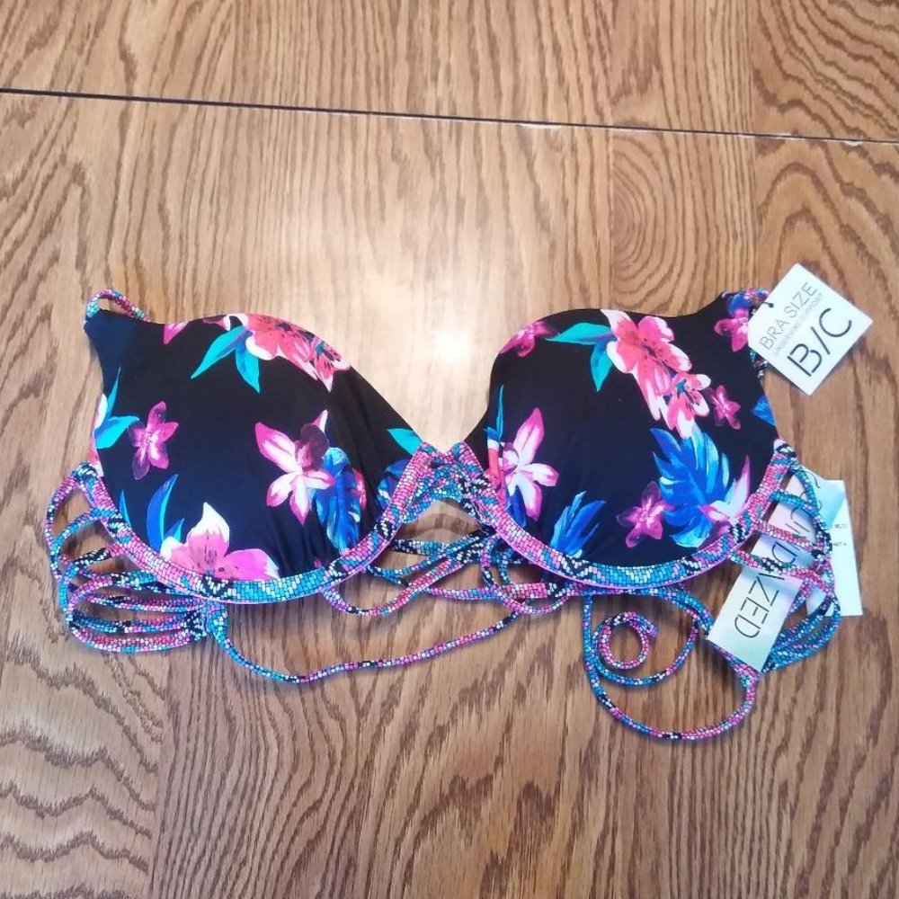 Sun Dazed  Black Harper Crossed Bikini Top 36 B/C